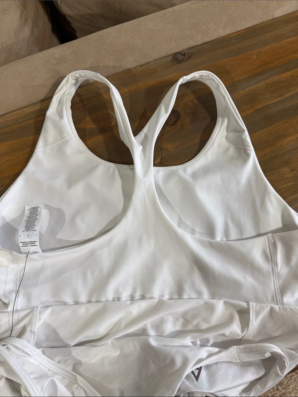 Nike White Crop Tank bra Top with irridescent  AIR Logo